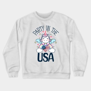 Retro Party In The USA 4th of July Unicorn Rainbows Crewneck Sweatshirt